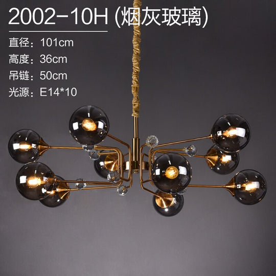 Luxury Modern Magic Bean Molecule Chandelier Amber/Smoke Gray Glass Led Indoor Lighting Restaurant