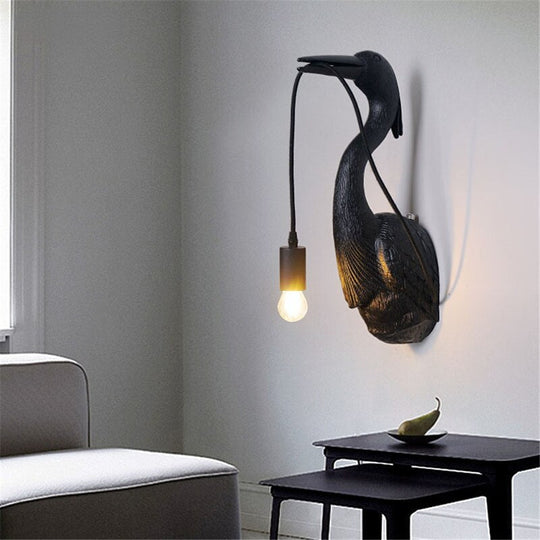 Postmodern Designer Crane Wall Lamps - Art Deco Resin Lights For Hallway Hotel Dining Room E27