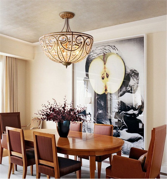 American Ceiling Lamp Wrought Iron Living Room Bedroom Restaurant Lighting Simple Modern Light