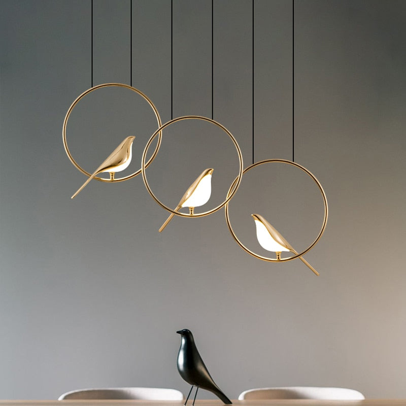 Nordic Bird Chandelier Simple Round Magpie For Bedroom Bedside Lamp Living Room Bar Table Dining