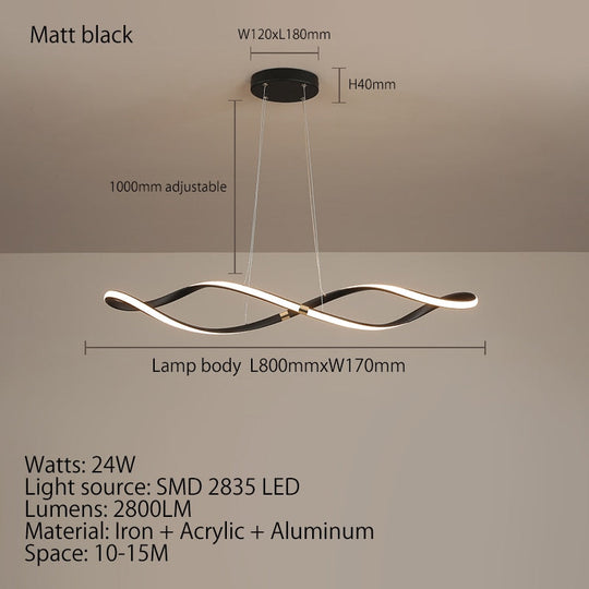 Matte Black Modern Led Chandelier For Restaurant Kitchen Island Hanging Lamps Living Room Bedroom