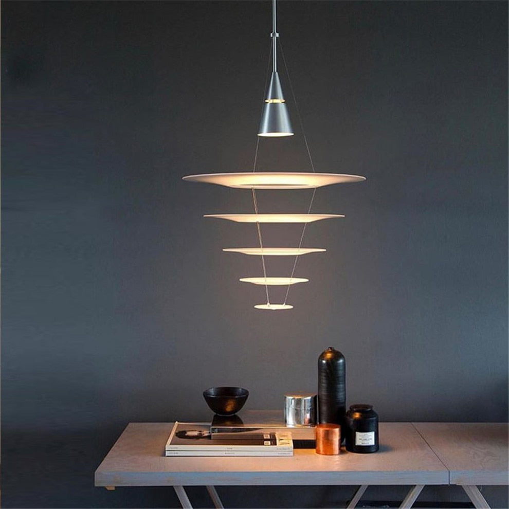 Enigma Illumination: Nordic Spiral Acrylic Ring Led Pendant Light - An Artistic Fusion By Danish