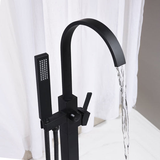 Luxury Matte Black Bathtub Faucet Freestanding Bathroom Tub 6 Types Spout Floor Mounted Bath Shower
