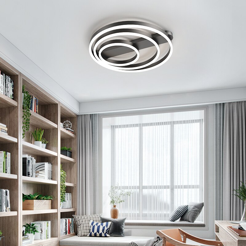 Acrylic Bedroom Ceiling Lamp Household Aluminum Living Room Led Golden Three Circles Round Warm