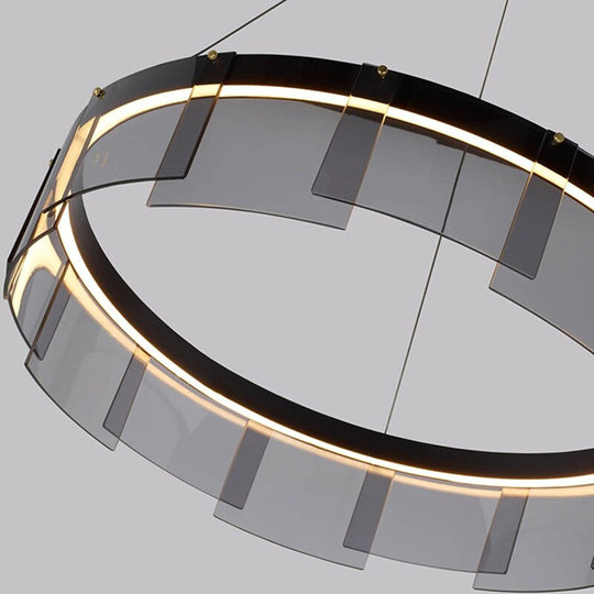 Led Chandelier Modern Glass Light Luxury Minimalist Design For Dining Room Hall Bedroom Rings