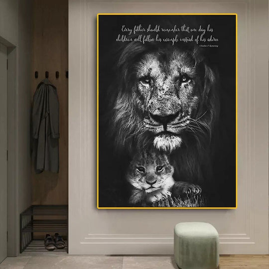 Luxury Black And White Lion Oil Print - Canvas Animal Art For Home Decor Printings