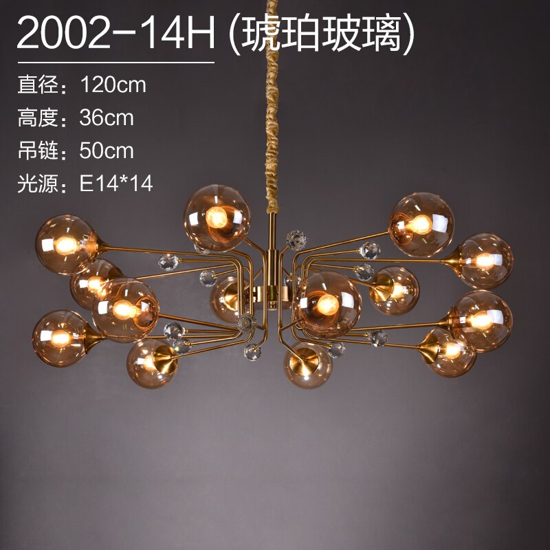 Luxury Modern Magic Bean Molecule Chandelier Amber/Smoke Gray Glass Led Indoor Lighting Restaurant