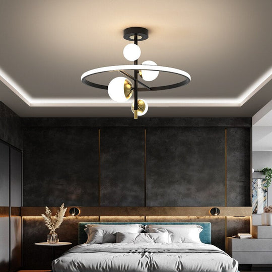 Modern Led Chandelier For Living Room Bedroom Study Room 90 - 260V Indoor Chandelier Fixtures Black