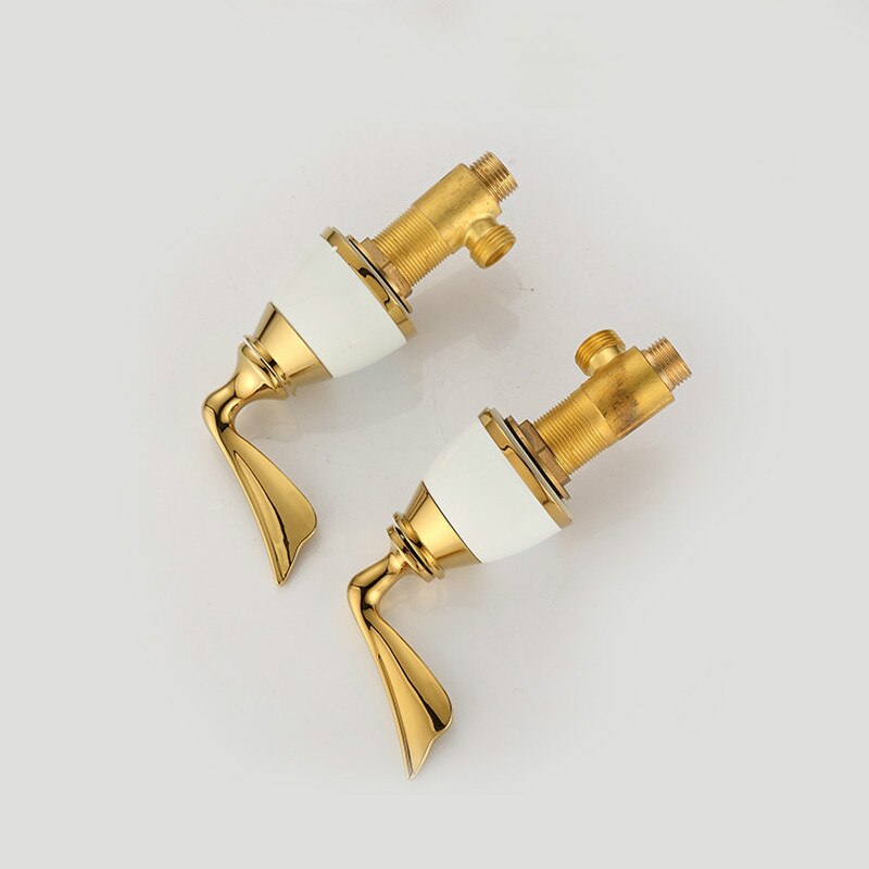 3 Pieces Set Bathtub Faucet Deck Mounted Gold Luxury Bathroom Tub Mixer Holes Widespread Bath Sink