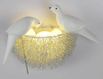 Bird Nest Led Wall Lamp Children Bedroom Study Room Restaurant Decoration Novelty Light With 3D