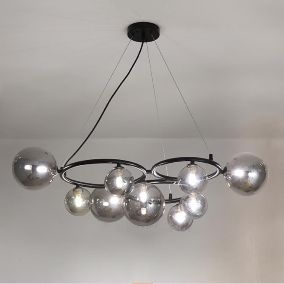 Modern Design Led Transparent Glass Ball Gray White Hanging Pendant Light Lighting