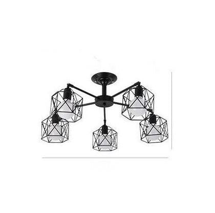 American Black Dendron Iron Cage Ceiling Lamp Kitchen Bedroom Living Room Modern Chandelier