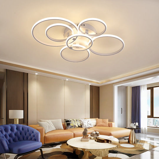 Hot Led Chandelier Lights Dimmable+App Rings Designer For Living Room Bedroom Ceiling Modern