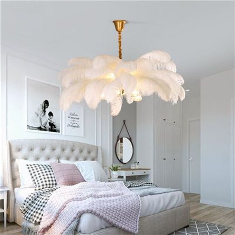 Aria - Feather Chandelier Bedroom Nordic Living Room Lamp Dining Creative Light Luxury All Copper