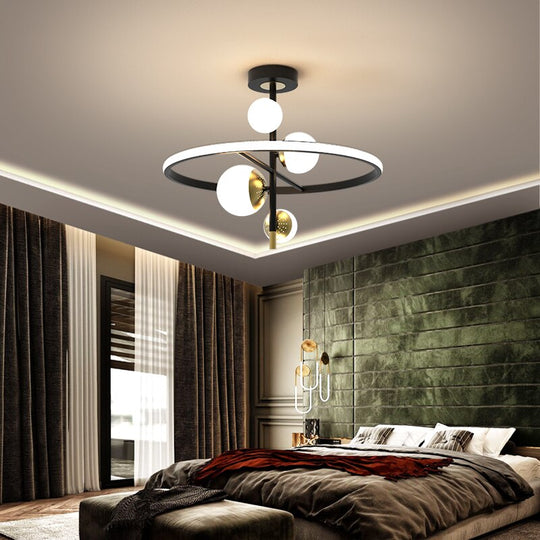 Modern Led Chandelier For Living Room Bedroom Study Room 90 - 260V Indoor Chandelier Fixtures Black