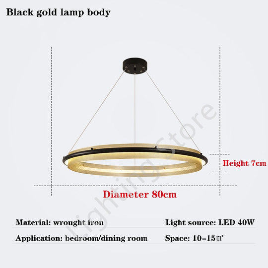 Modern Led Simple Light Luxury Ring Dining Room Chandelier Living Lamp Nordic Art Round Diameter