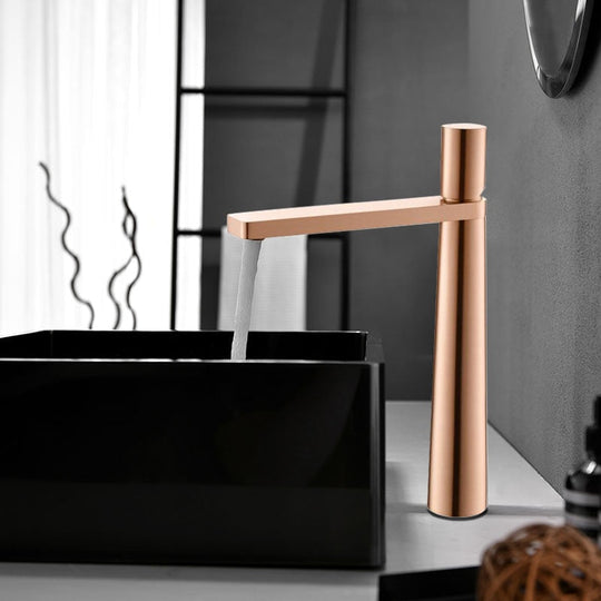 Brushed Gold Basin Faucet Brass Bathroom Mixer Tap Wash Basin Rose Hot And Cold Rose Gold Tall