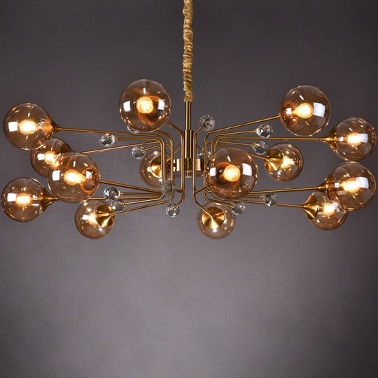 Luxury Modern Magic Bean Molecule Chandelier Amber/Smoke Gray Glass Led Indoor Lighting Restaurant