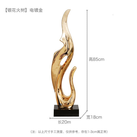 Gold & Silver Resin Abstract Sculptures: Luxurious Electroplated Ornaments For Home And Hotel Decor