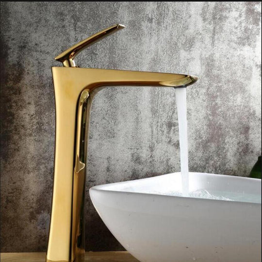 Brass Single Lever Hot And Cold Chrome/Gold Tall Bathroom Basin Faucet Sink Tall Sink Faucet Gold /