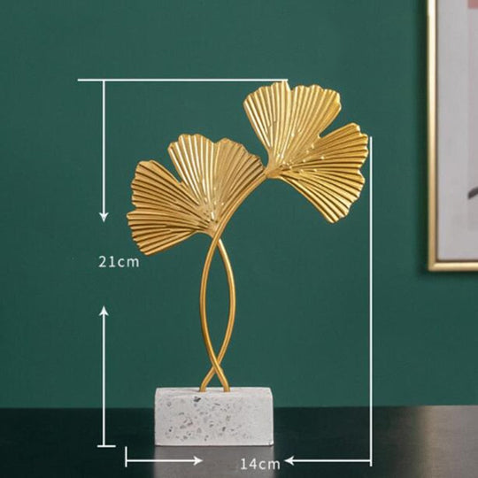 Nordic Golden Ginkgo Leaf Sculpture: Modern Iron Artwork For Home Decor And Special Occasions H - S