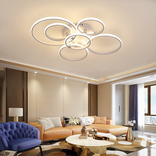 Modern Led Chandelier Lamp Rc Dimmable App Circle Rings For Living Room Bedroom Ceiling Fixtures