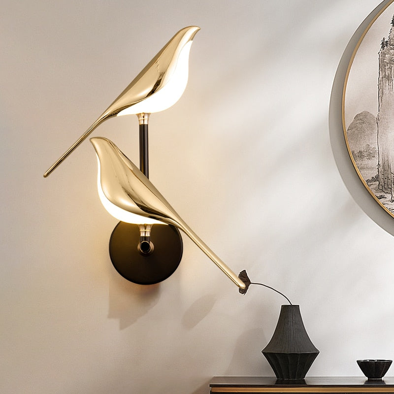 Creativity Bird Design Gold Plating Led Wall Lamps Hallway Stairs Sconce Lamp Living Room Bedroom