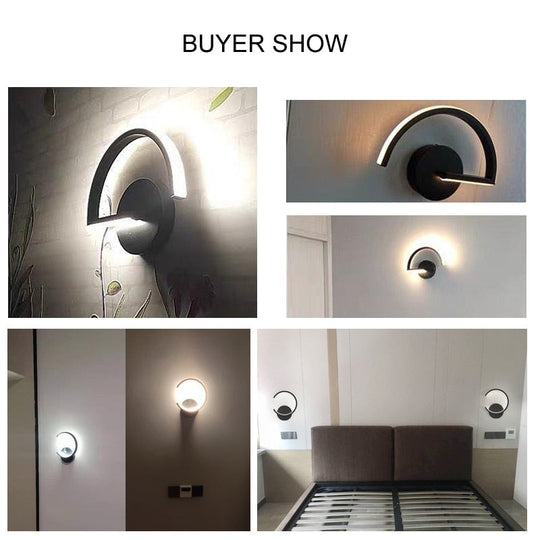 Modern Led Wall Lamps Living Room Bedroom Bedside Sconce Black White Coffee Color Lamp Aisle Indoor