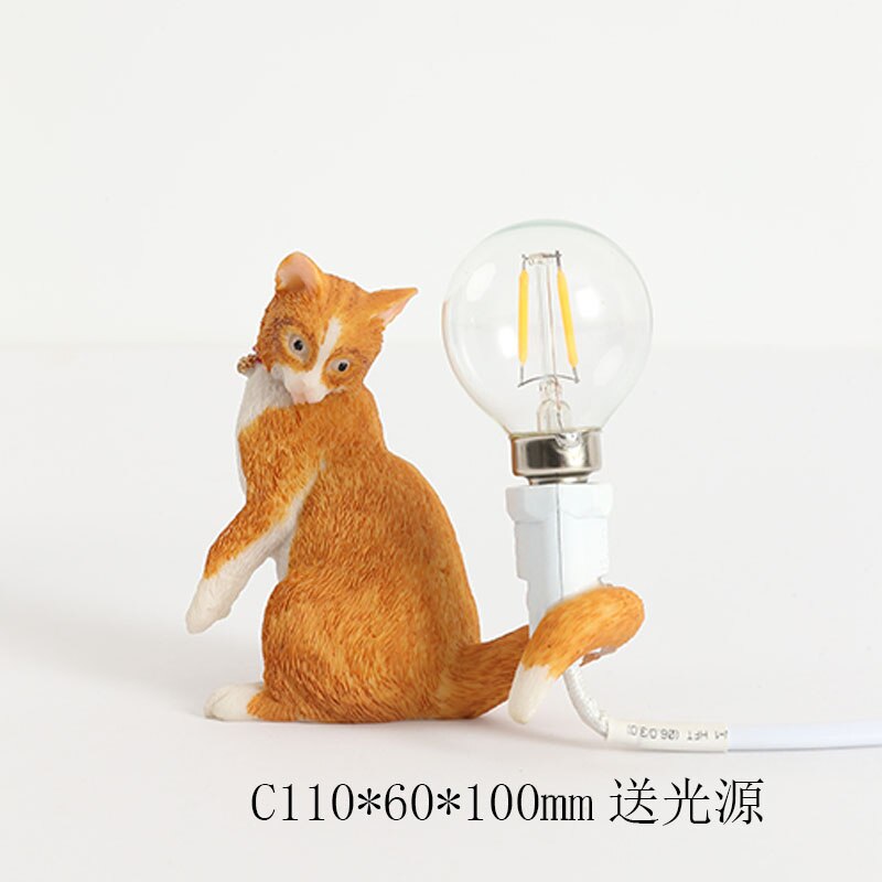 Nordic Animal - Themed Resin Cat Table Lamp - Children’s Bedroom Desk Light Home Decor Night