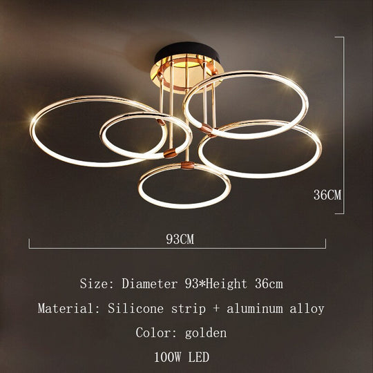 Gold Luxury Circle Ceiling Light Pendant: A Captivating Statement Piece For Your Living Space D93Cm