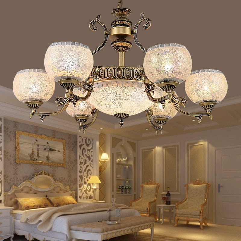 European Style Bronze Double Chandelier 3/5/6/8 Light For Living Room