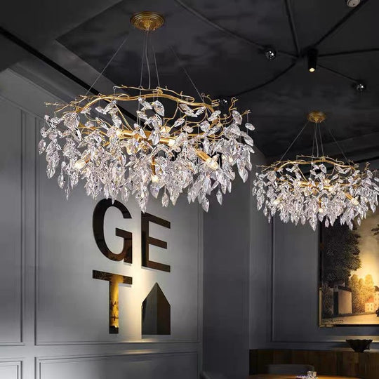 Modern Led Crystal Chandelier Lighting Luxury Home Decor Lamp For Living Room Hotel Hall Villa Art