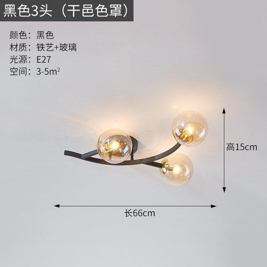 Modern Glass Ball Led Ceiling Lamps For Kitchen Pendant Lamp Bedroom Creative Tree Branch Light