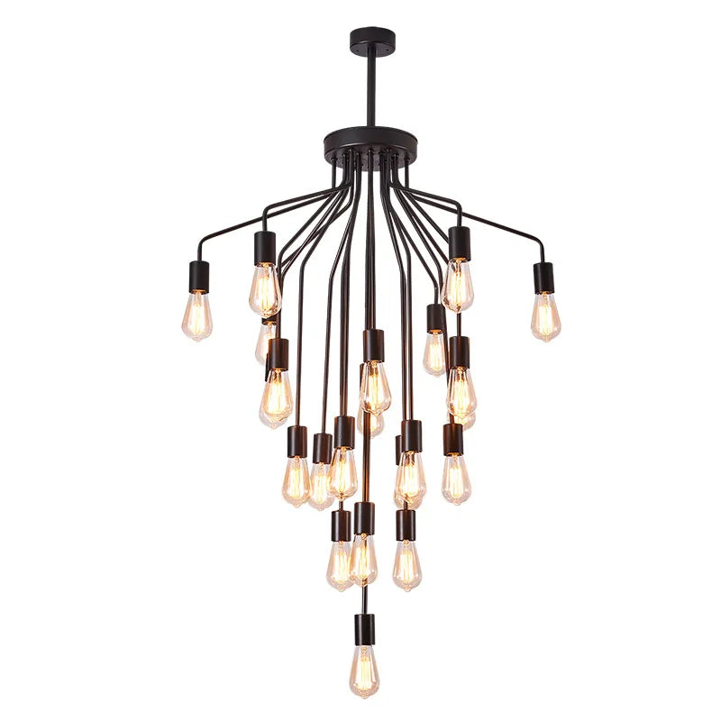 Harper Long Chandelier - American Duplex Floor Lighting For Living Rooms And Lofts In Retro