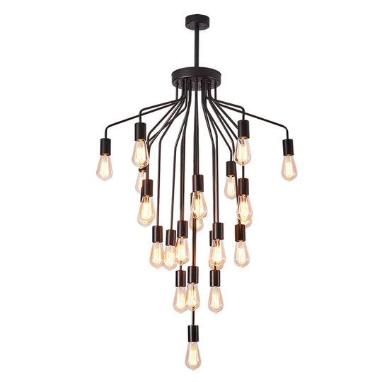 Harper Long Chandelier - American Duplex Floor Lighting For Living Rooms And Lofts In Retro