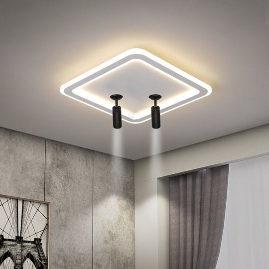 Modern Square Led Chandelier With Spotlights For Bedroom Living Room Ceiling Indoor Lighting Home