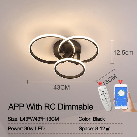 Hot Led Chandelier Lights Dimmable+App Rings Designer For Living Room Bedroom Ceiling Modern