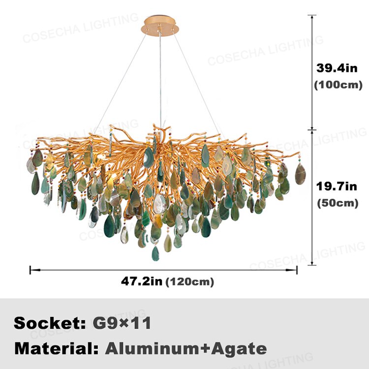 Agate Chandelier Living Room Dining Bedroom Shop Hotel Fashion Romantic Natural Color Agate