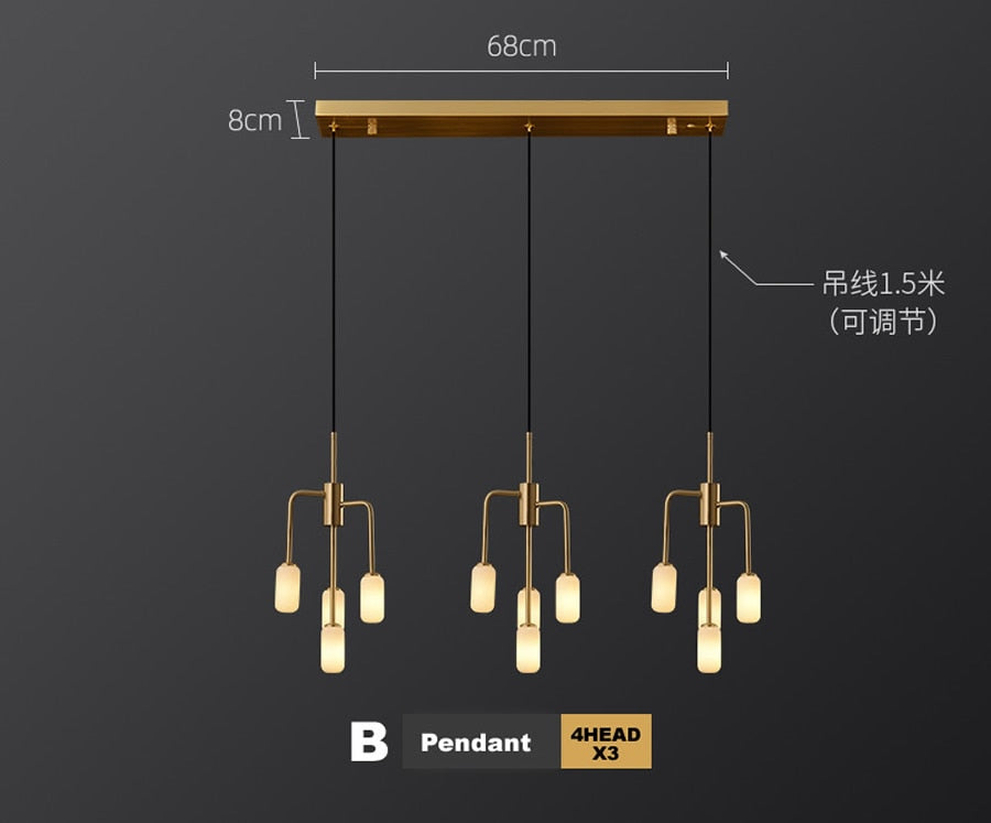 Industrial Elegance Copper Chandelier For Modern Living Spaces B Pendant 4Headx3 / 5W G9 Led Bulb