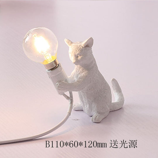 Nordic Animal - Themed Resin Cat Table Lamp - Children’s Bedroom Desk Light Home Decor Night