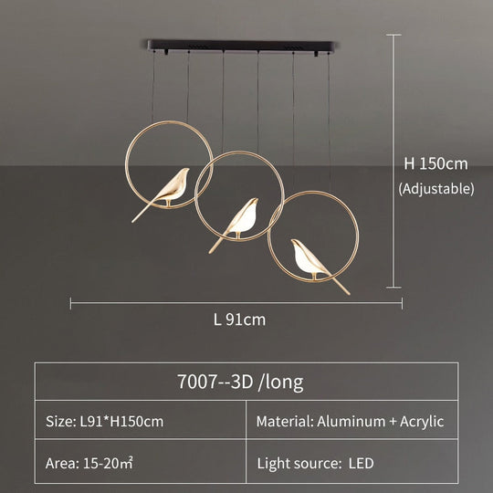 Nordic Bird Chandelier Simple Round Magpie For Bedroom Bedside Lamp Living Room Bar Table Dining