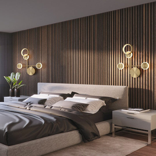 Nordic Minimalist Copper Led Wall Lamp Light Luxury Aisle Living Room Back Ground Bedroom Bedside