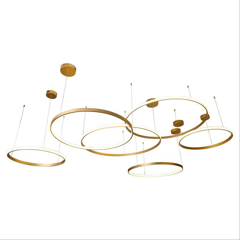 Modern Led Round Ring Chandelier Diy 3/4/5/6 Rings Suspend Light 40/60/80/100/120Cm Acrylic Circle