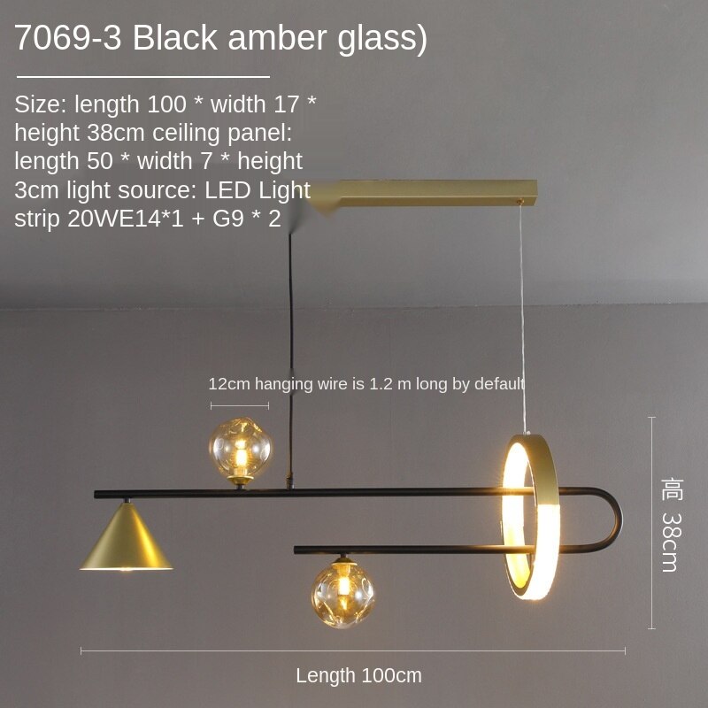 Modern Led Glass Ball Gold Black Pendant Light