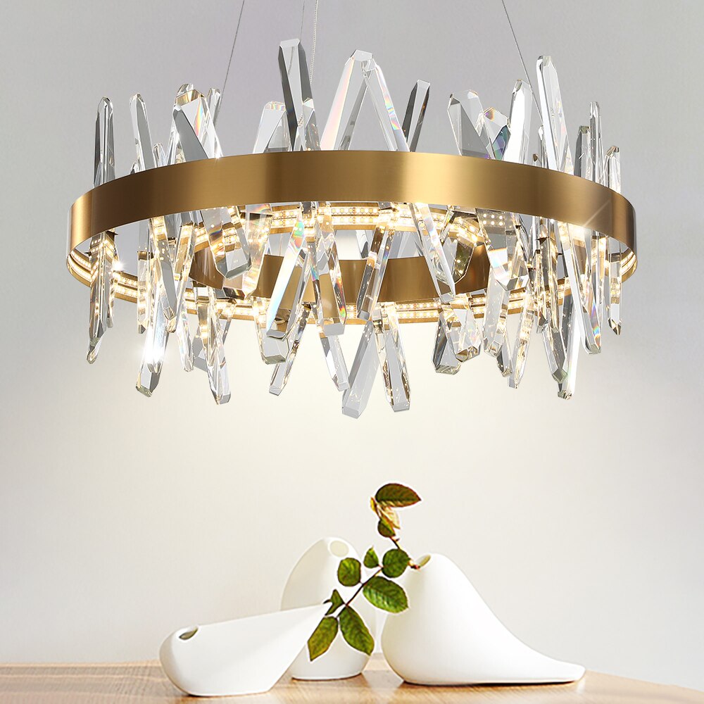 Modern Led Chandelier For Living Room Dining Home Decor Bedroom Round Indoor Lighting Stepless