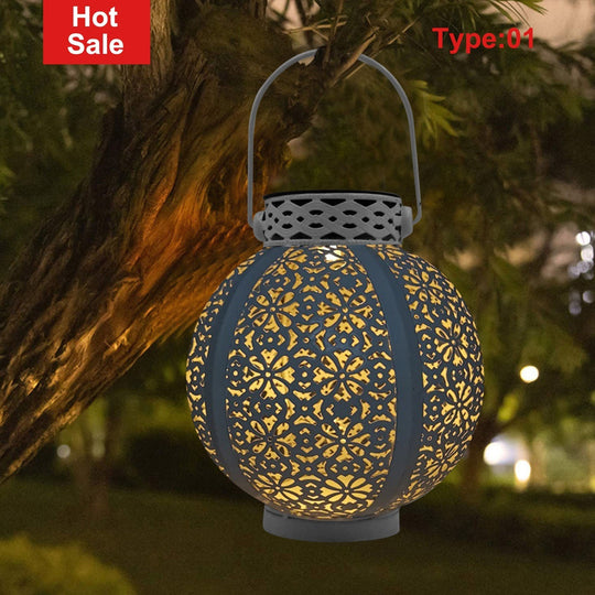 Waterproof Solar Lamp Retro Hollow Lantern Light Art Decorative Garden Light Led For Courtyard