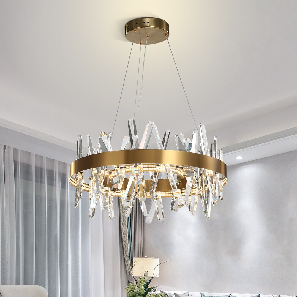 Modern Led Chandelier For Living Room Dining Home Decor Bedroom Round Indoor Lighting Stepless