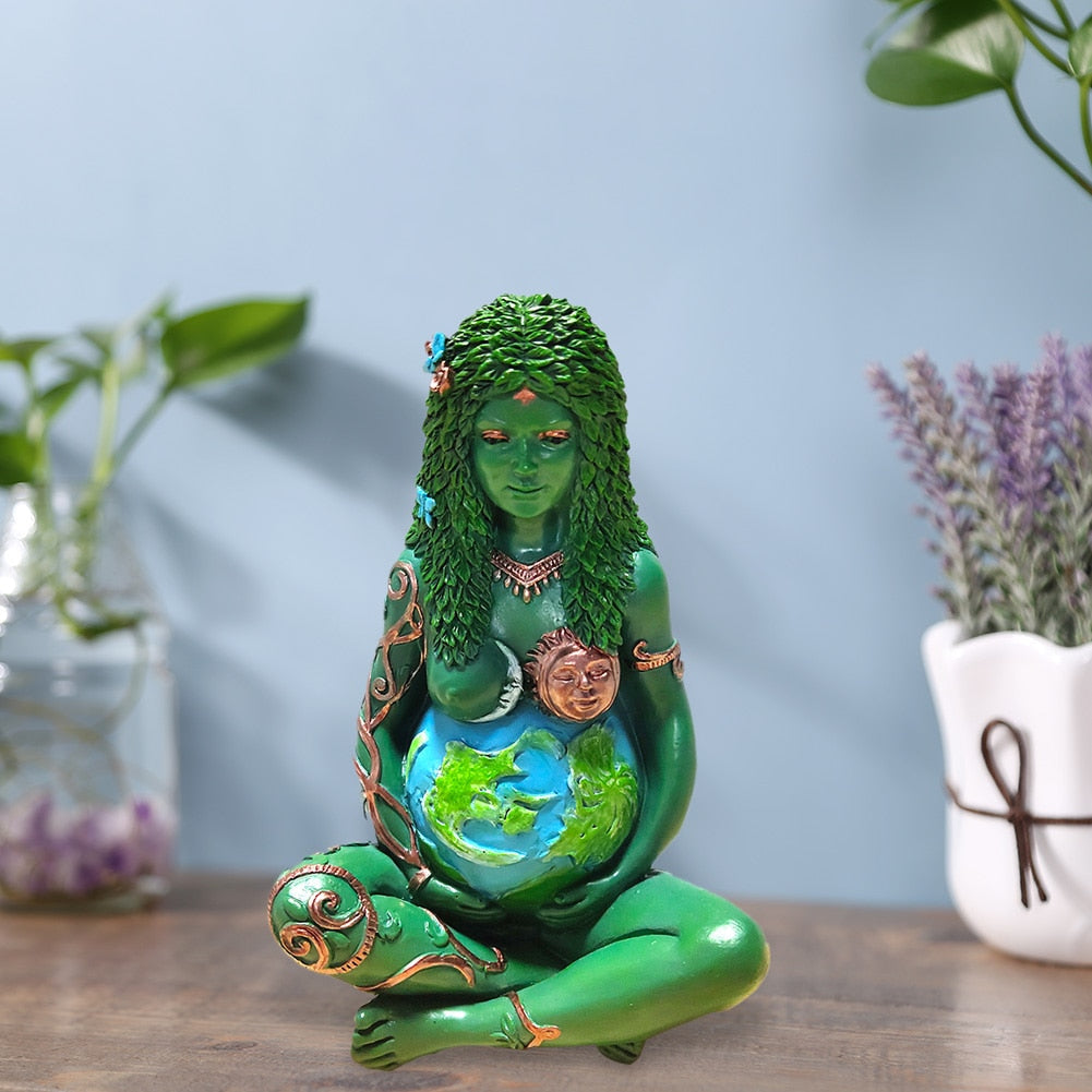 Ghia Mother Earth Resin Statue: Three Dimensional Art Decor For Home And Garden Items