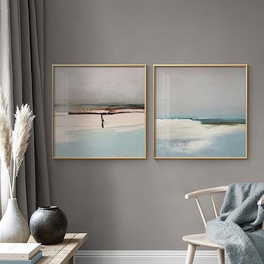 Abstract Seascape Poster Print: Serene Sea Surface And Clouds Wall Painting
