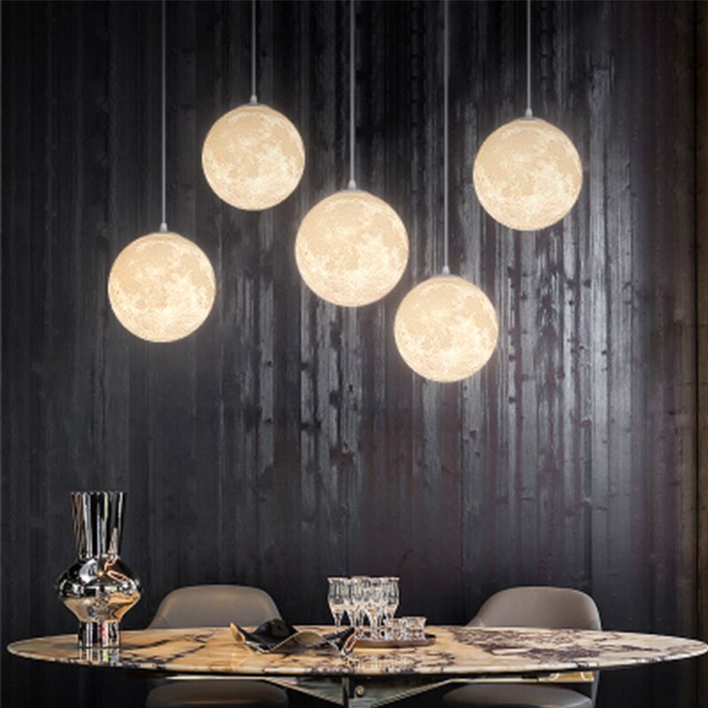 Modern Led Pendant Lights Moon Creative Nordic Hanging Lighting Fixtures Restaurant Bar Kitchen